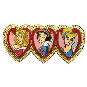 Disney Store Exclusive Aurora Cinderella Snow White Heart Pin 2008 Princess MIP